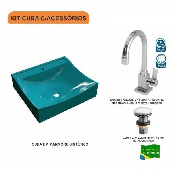 Kit Cuba Q440 com Torneira Luxo 1195 e Válvula Click 1"G Pol. Compace - 3