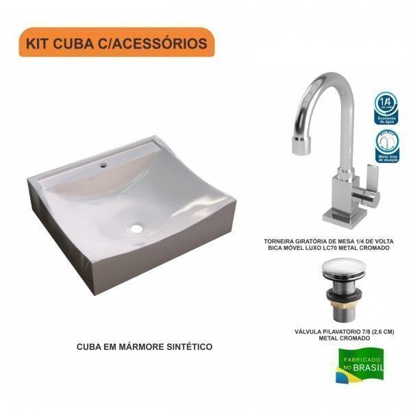 Kit Cuba Q440 com Torneira Luxo 1195 e Válvula Click 1"G Pol. Compace - 3