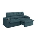 Ver imagem 4 de Sofá Retrátil e Reclinável 2,10m Suede Petróleo c/ Porta Copo Liverton Xflex