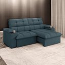 Ver imagem 1 de Sofá Retrátil e Reclinável 2,10m Suede Petróleo c/ Porta Copo Liverton Xflex