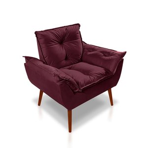 Poltrona Opala Suede Bordô para Sala, Quarto, Escritório, Recepções - Pandora Decor
