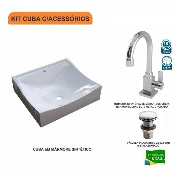 Kit Cuba Q440 com Torneira Luxo 1195 e Válvula Click 1"G Pol. Compace - 3