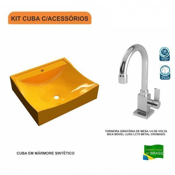 Kit Cuba Q440 com Torneira Luxo 1195 Metal 1/4 Volta Compace - 3