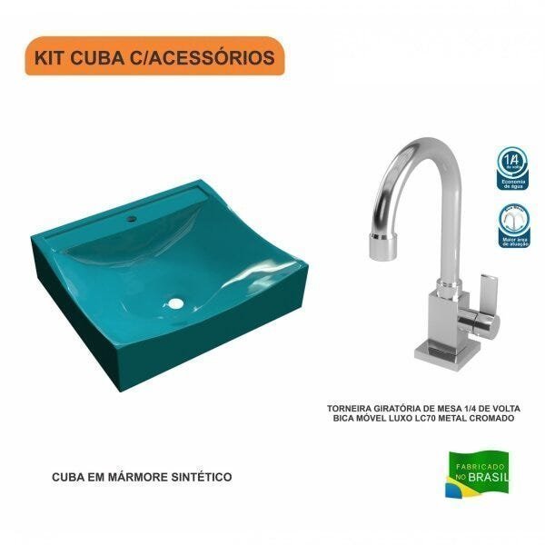 Kit Cuba Q440 com Torneira Luxo 1195 Metal 1/4 Volta Compace - 3