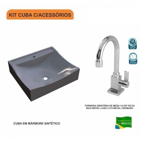 Kit Cuba Q440 com Torneira Luxo 1195 Metal 1/4 Volta Compace - 3