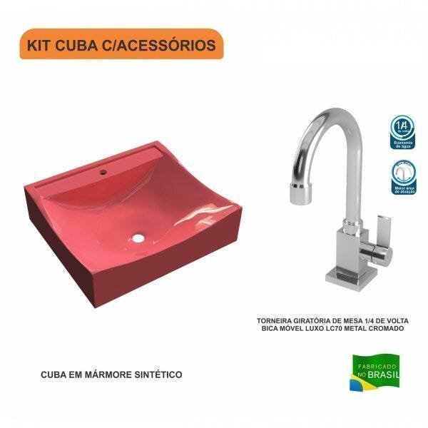 Kit Cuba Q440 com Torneira Luxo 1195 Metal 1/4 Volta Compace - 3