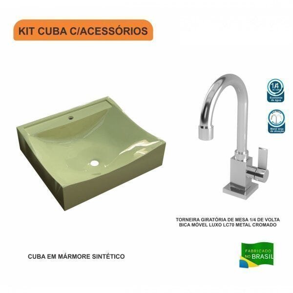Kit Cuba Q440 com Torneira Luxo 1195 Metal 1/4 Volta Compace - 3