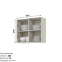 Ver imagem 4 de Armário Aéreo 2 Portas com Vidro Reflecta 80cm MDF Fineze Bege/Areia