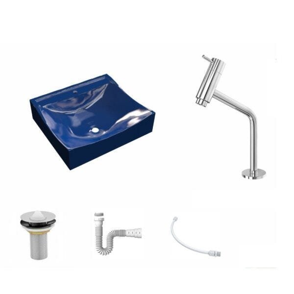 Kit Cuba Q440 com Torneira Pratika 1060 Metal e Válvula 1 Pol. Sifão PVC e Flexível Compace - 2