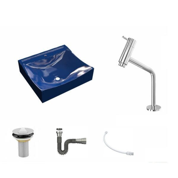 Kit Cuba Q440 com Torneira Pratika 1060 Metal e Válvula 1 Pol. Sifão Cromado e Flexível Compace - 2