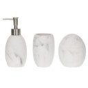 Ver imagem 1 de Kit Lavabo Marmorizado Branco Luxo 3 Peças