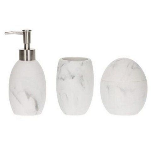 Kit Lavabo Marmorizado Branco Luxo 3 Peças