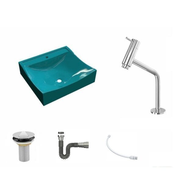 Kit Cuba Q440 com Torneira Pratika 1060 Metal e Válvula 1 Pol. Sifão Cromado e Flexível Compace - 2