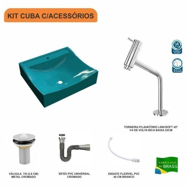Kit Cuba Q440 com Torneira Pratika 1060 Metal e Válvula 1 Pol. Sifão Cromado e Flexível Compace - 3