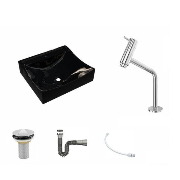 Kit Cuba Q440 com Torneira Pratika 1060 Metal e Válvula 1 Pol. Sifão Cromado e Flexível Compace - 2