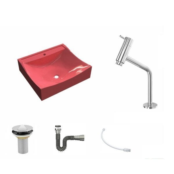 Kit Cuba Q440 com Torneira Pratika 1060 Metal e Válvula 1 Pol. Sifão Cromado e Flexível Compace - 2