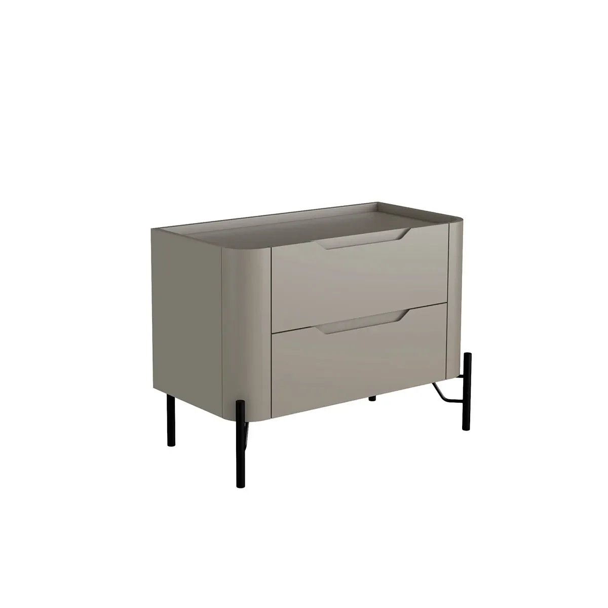 Mesa de Cabeceira 2 Gavetas L67,5 X A51cm Mdf Grigio/preto - 1