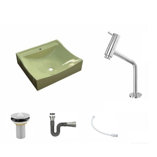 Kit Cuba Q440 com Torneira Pratika 1060 Metal e Válvula 1 Pol. Sifão Cromado e Flexível Compace - 2