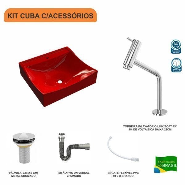 Kit Cuba Q440 com Torneira Pratika 1060 Metal e Válvula 1 Pol. Sifão Cromado e Flexível Compace - 3