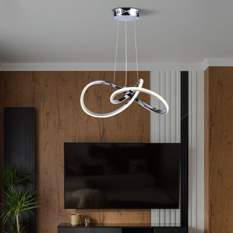 Lustre Pendente Taschibra Design Tóquio 30w Led 45cm Luz Quente 3000k Bivolt Cromado