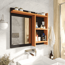 Ver imagem 1 de Espelheira de Banheiro Armarinho Organizador com Prateleira Nicho Nioki - Preto com Nature