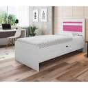 Ver imagem 3 de Cama Box Solteiro Baú Larissa com Colchão Espuma Branco e Rosa Framar