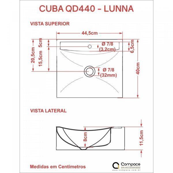 Kit Cuba Q440 com Torneira Pratika 1060 Metal e Válvula Click 1"B Sifão Cromado e Flexível Compace - 8
