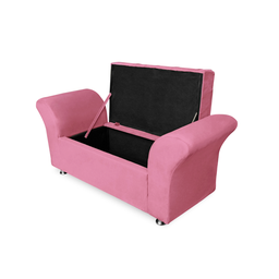 Kit Cabeceira Geovana com Baú Veneza Queen 160 Cm Suede Rosa Barbie - Incasa Decor - 4