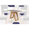 Conjunto: Mesa Sala Jantar Carol c/ Tampo Madeirado c/ Vidro 130cm + 4 Cadeiras Maia Nature/Off - 4