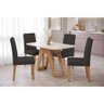 Conjunto: Mesa Sala Jantar Carol c/ Tampo Madeirado c/ Vidro 130cm + 4 Cadeiras Maia Nature/Off - 1