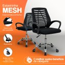 Ver imagem 3 de Kit 4 Cadeiras Escritório Esteirinha Mesh Tela Respirável Giratória até 120kg Preta