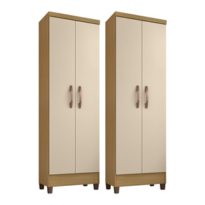 Kit 02 Armário Multiuso 2 Portas Cairo Carvalho Off White Clique Chique