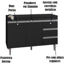 Ver imagem 4 de Balcao Para Pia 116 cm 2 Portas Andreia Preto REAJL