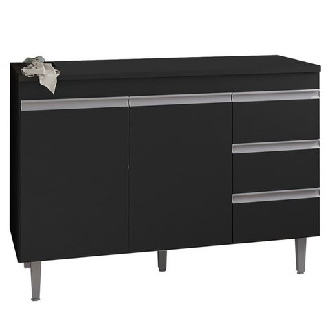 Balcao Para Pia 116 cm 2 Portas Andreia Preto REAJL