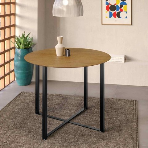 Mesa com Tampo Redondo 100cm Renata Preto/Ype
