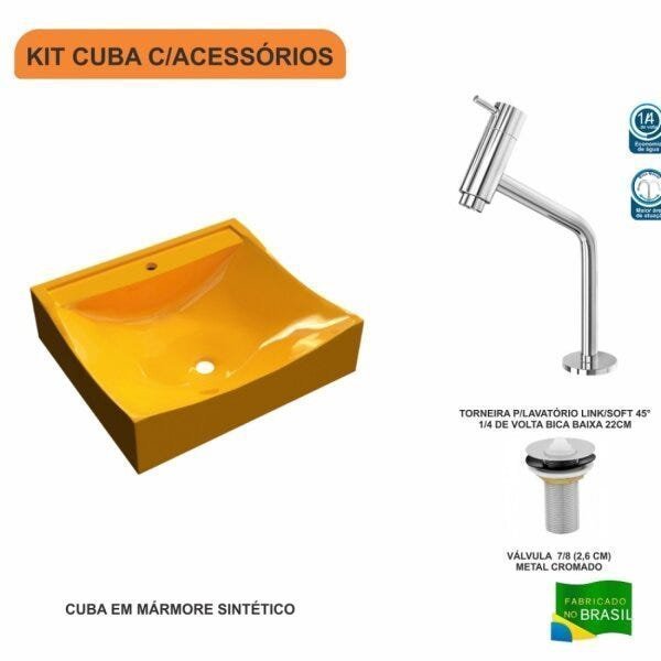 Kit Cuba Q440 com Torneira Pratika 1060 Metal e Válvula 1 Pol. Compace - 3