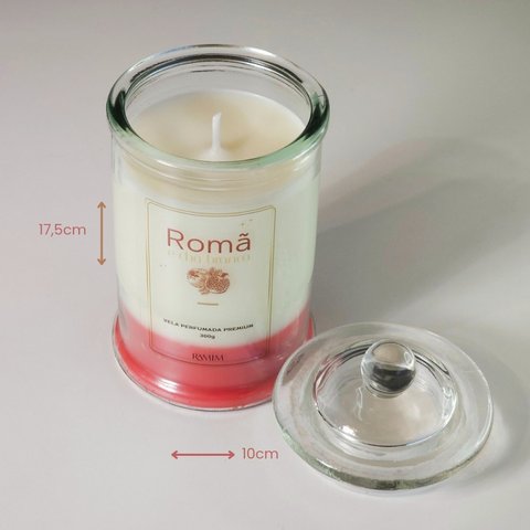 Vela Aromática Premium Romã e Chá Branco Ramim Aromas Vela Perfumada Premium 300g