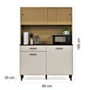 Ver imagem 3 de Armário de Cozinha Compacto Grazi com 4 Portas e Gaveta Ripado 3D Off White