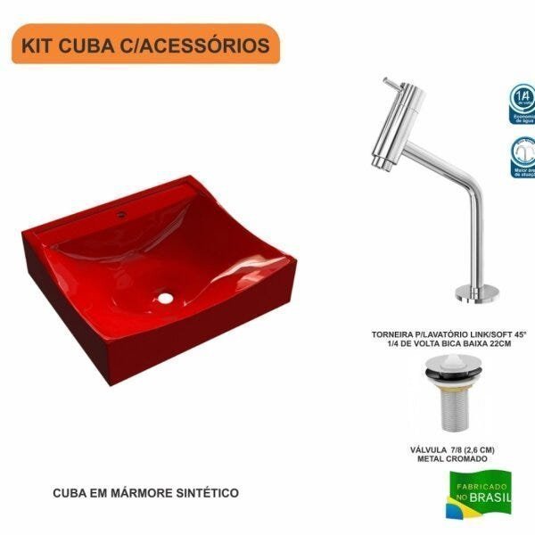 Kit Cuba Q440 com Torneira Pratika 1060 Metal e Válvula 1 Pol. Compace - 3