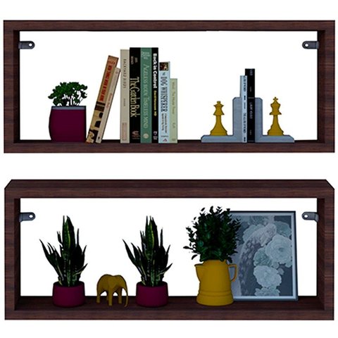 Kit 2 Nicho Retangular Nova Imbuia 30x15x10p Mdf Decorativo