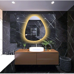 Espelho Orgânico Decorativo Lapidado com Led 70x50 Cm E02 para Sala, Quarto, Banheiro, 3000k 220v - 3