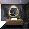 Espelho Orgânico Decorativo Lapidado com Led 70x50 Cm E02 para Sala, Quarto, Banheiro, 3000k 220v - 3