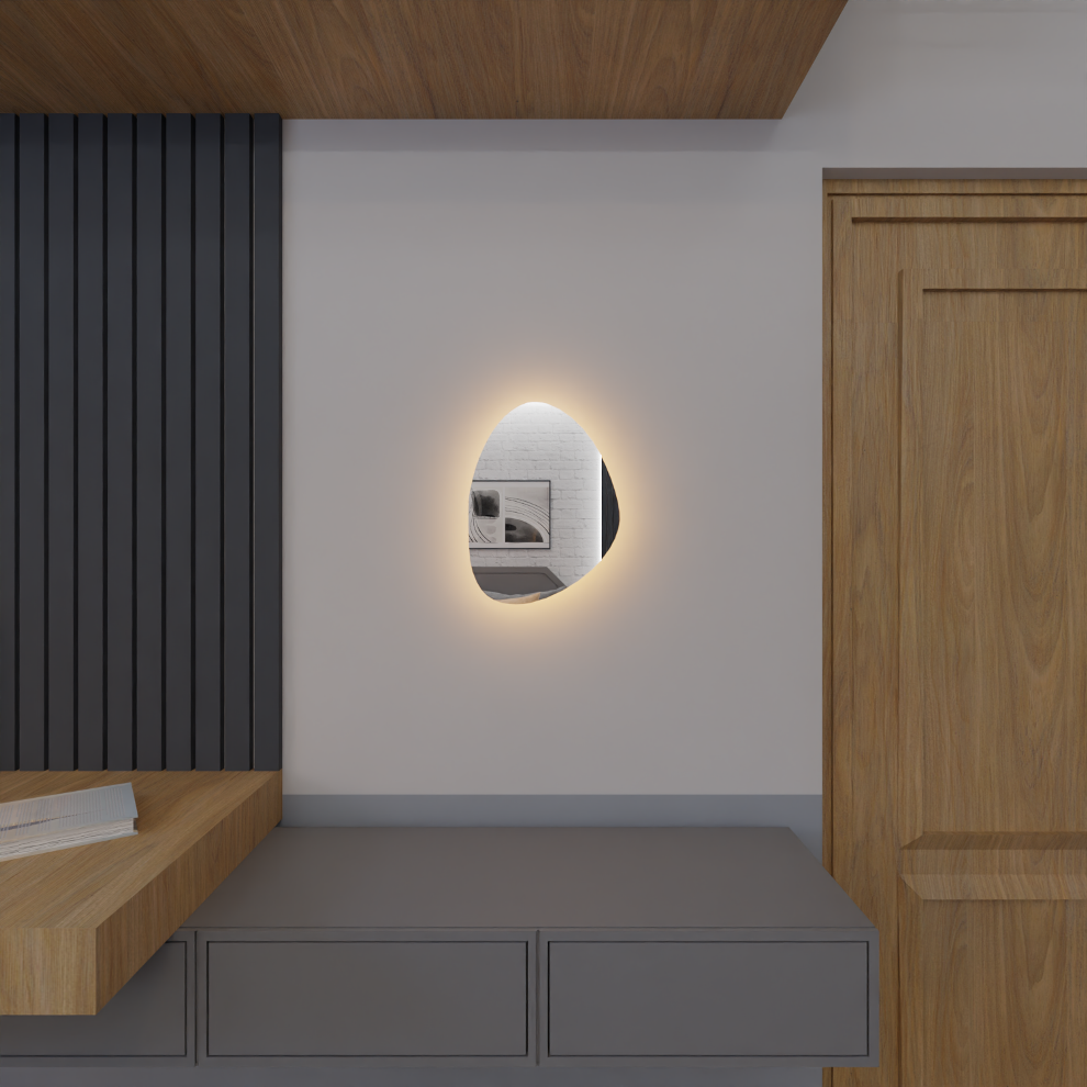 Espelho Orgânico Decorativo Lapidado com Led 70x50 Cm E02 para Sala, Quarto, Banheiro, 3000k 220v - 10