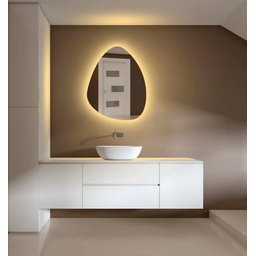 Espelho Orgânico Decorativo Lapidado com Led 70x50 Cm E02 para Sala, Quarto, Banheiro, 3000k 220v - 5