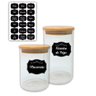 KIT POTE MANTIMENTOS TAMPA BAMBU 750ML + 950ML BOROSILICATO + RÓTULOS ZAHAV 51728 - 1
