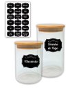Ver imagem 1 de KIT POTE MANTIMENTOS TAMPA BAMBU 750ML + 950ML BOROSILICATO + RÓTULOS ZAHAV 51728