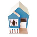 Ver mais imagens de Casinha de Brinquedo Artesanal Janela Lateral Versátil com Cortinas Mdf Azul/branco L12 - Criança Fe
