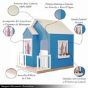 Ver imagem 3 de Casinha de Brinquedo Artesanal Janela Lateral Versátil com Cortinas Mdf Azul/branco L12 - Criança Fe
