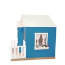 Ver imagem 2 de Casinha de Brinquedo Artesanal Janela Lateral Versátil com Cortinas Mdf Azul/branco L12 - Criança Fe