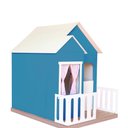 Ver imagem 6 de Casinha de Brinquedo Artesanal Janela Lateral Versátil com Cortinas Mdf Azul/branco L12 - Criança Fe